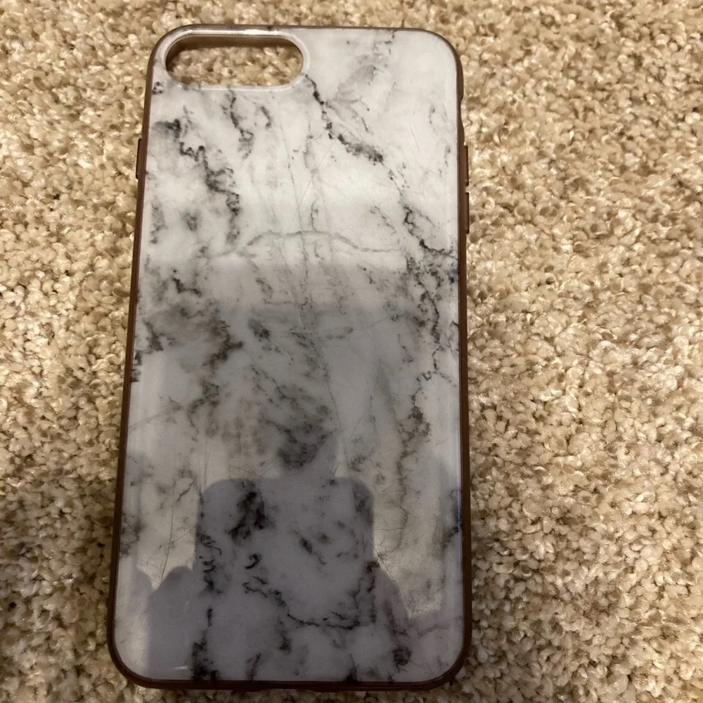 Apple iPhone 8 Plus heyday target white grey faux marble hard shell case cover